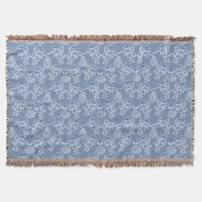 Blauer indischer Blütenblattgeflecht Decke (Vorderseite)