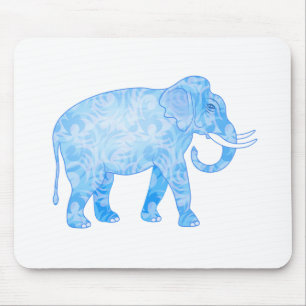 Blauer indischer Elefant mit extravagantem Muster Mousepad