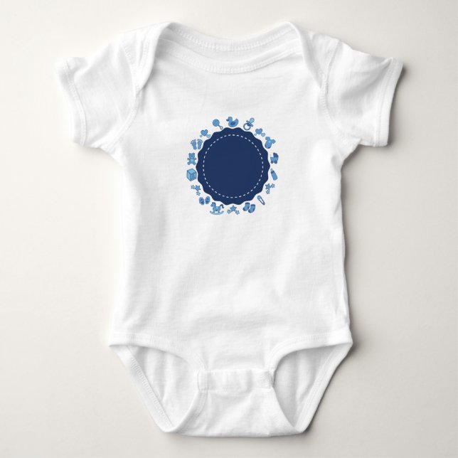 Blauer, individualisierbarer Babyentwurf Baby Strampler (Vorderseite)