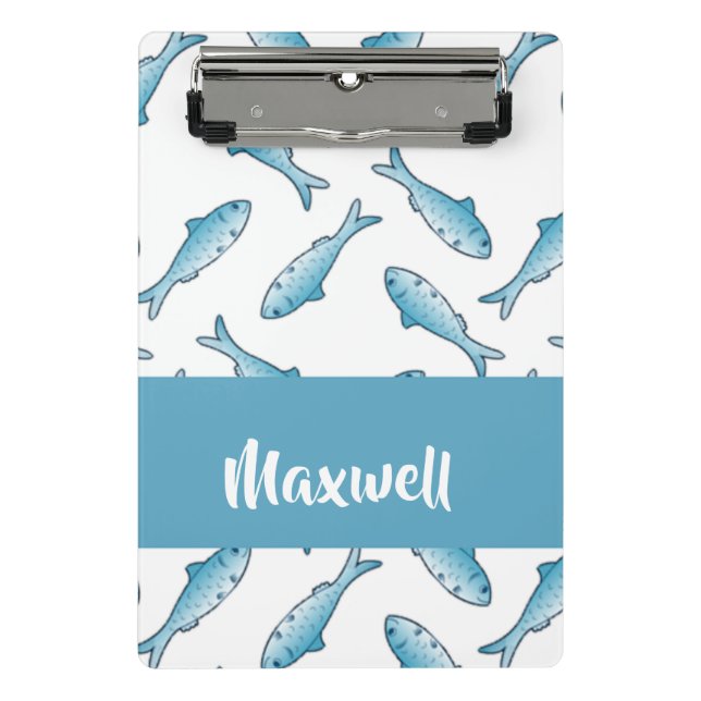 Blauer individuelle Name Mini Klemmbrett (Vorderseite)