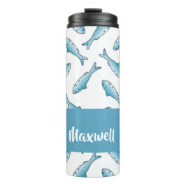 Blauer individuelle Name Thermosbecher