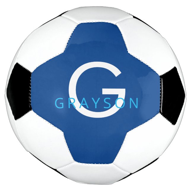 Blauer Individuelle Name und Letter Monogram gedru Fußball (Gedreht)