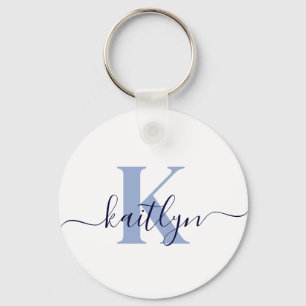 Blauer Initial-Name Monogramm Schlüsselanhänger
