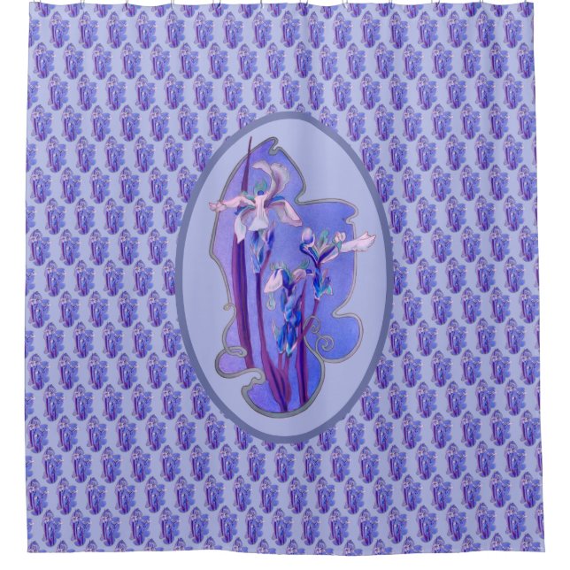 Blauer Ire floral Art Duschvorhang (Vorderseite)