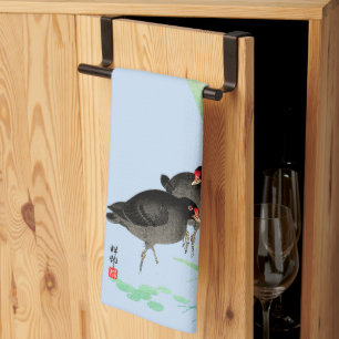 Blauer Iren und Mauren von Ohara Koson Geschirrtuch