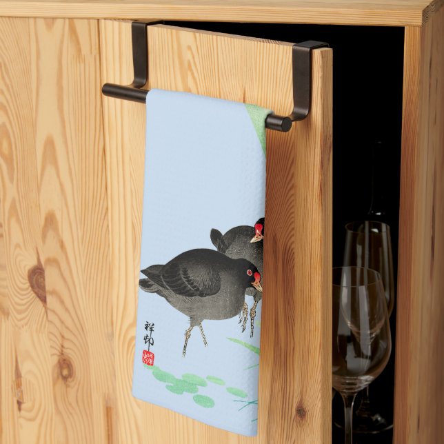 Blauer Iren und Mauren von Ohara Koson Geschirrtuch (Drittel gefaltet)