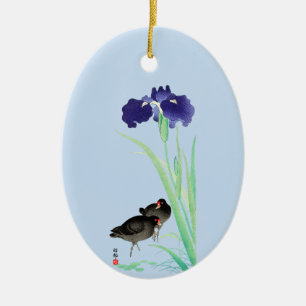 Blauer Iren und Mauren von Ohara Koson Keramik Ornament