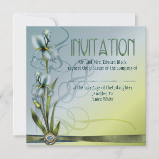 Blauer Iris Hochzeit Einladung