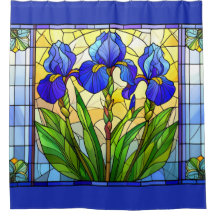 Blauer Iris verklebtes Glas