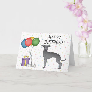 Blauer Italienischer Windhund Cartoon-Hund Alles G Karte