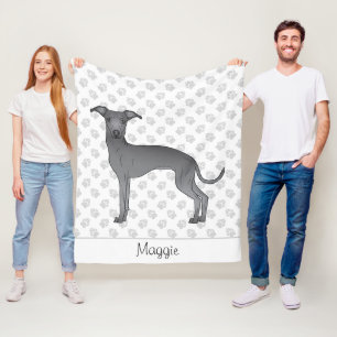 Blauer Italienischer Windhund-Cartoon-Hund mit ein Fleecedecke