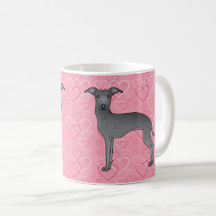 Blauer Italienischer Windhund Süßer Hund Auf Rosa  Kaffeetasse