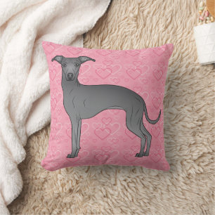 Blauer Italienischer Windhund Süßer Hund Auf Rosa  Kissen