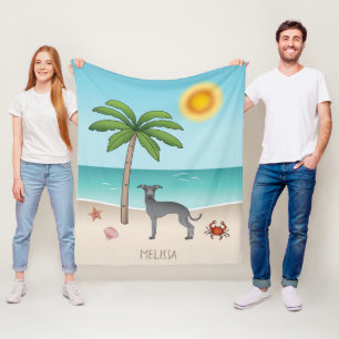 Blauer Italienisches Windspiel am tropischen Somme Fleecedecke