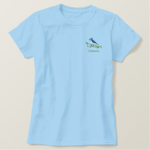Blauer Jay-Name Stickereiter T - Shirt