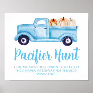 Blauer Junge Kürbis Schnuller Jagd Baby Shower Spi Poster