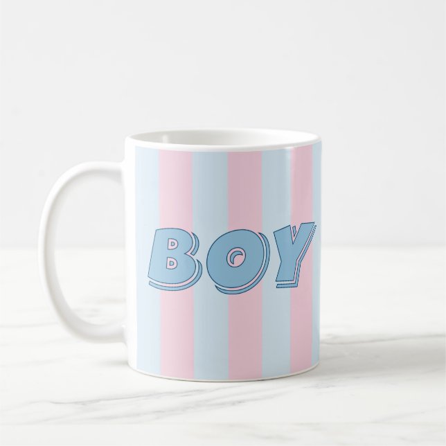 Blauer Junge mit rosa Streifen Kaffeetasse (Links)