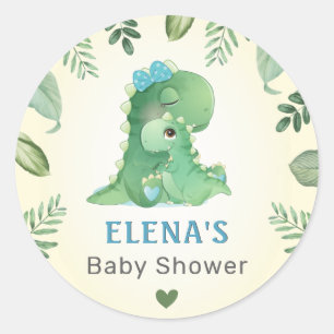 Blauer Junge Wilde Dinosaurier Dino Baby Shower Sp Runder Aufkleber