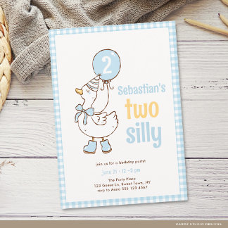 Blauer Junge Zwei Dumme Gans 2. Geburtstag Einladung
