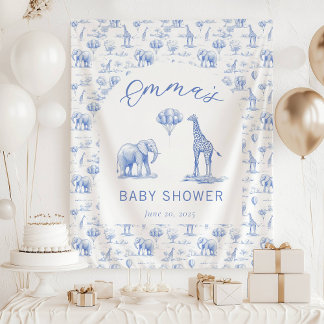 Blauer Jungen-Baby Shower Banner Safari Toilette Wandteppich