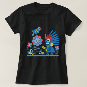 Blauer Jungen-Mayaregen-Gott-Frauen T-Shirt