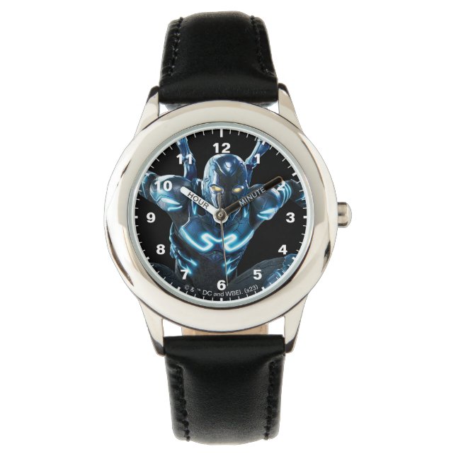 Blauer Käfer Leaping Art Armbanduhr (Vorderseite)