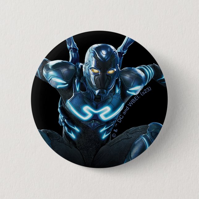 Blauer Käfer Leaping Art Button (Vorderseite)