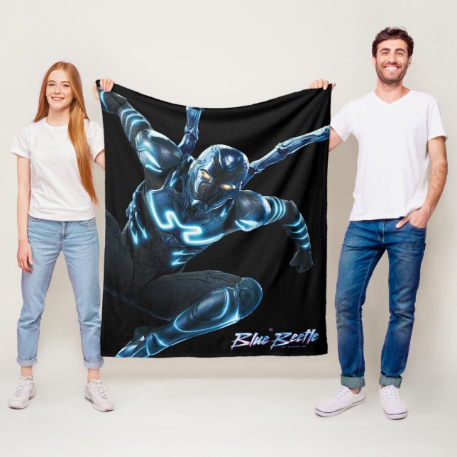 Blauer Käfer Leaping Art Fleecedecke (Beispiel)