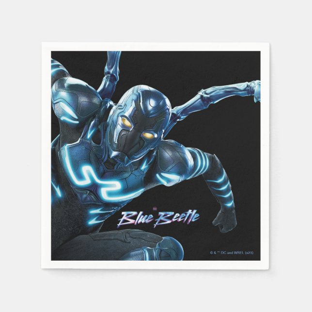 Blauer Käfer Leaping Art Serviette (Vorderseite)