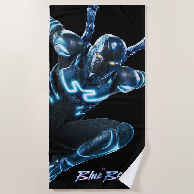 Blauer Käfer Leaping Art Strandtuch (Vorderseite)