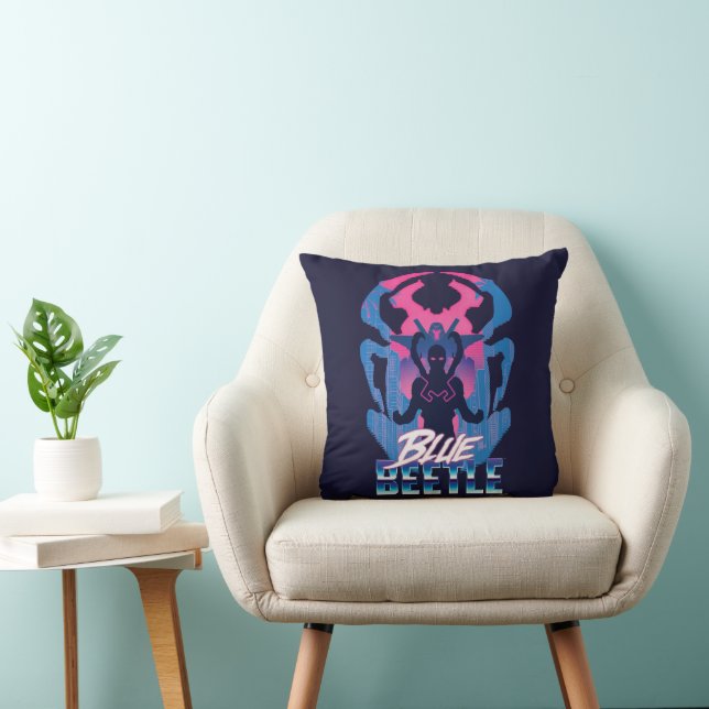 Blauer Käfer Retrowave gegen Grafik Kissen (Stuhl )