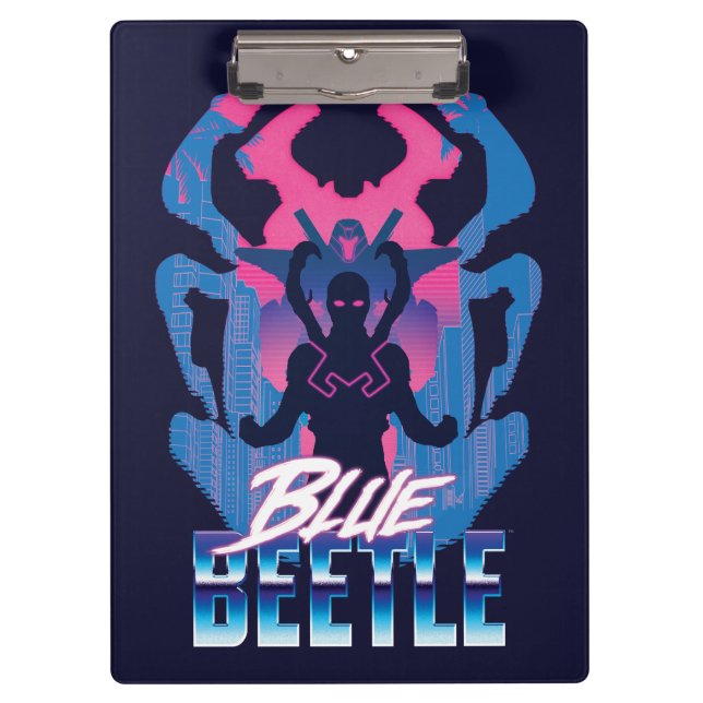 Blauer Käfer Retrowave gegen Grafik Klemmbrett (Vorderseite)