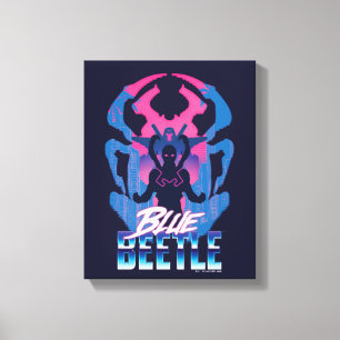 Blauer Käfer Retrowave gegen Grafik Leinwanddruck