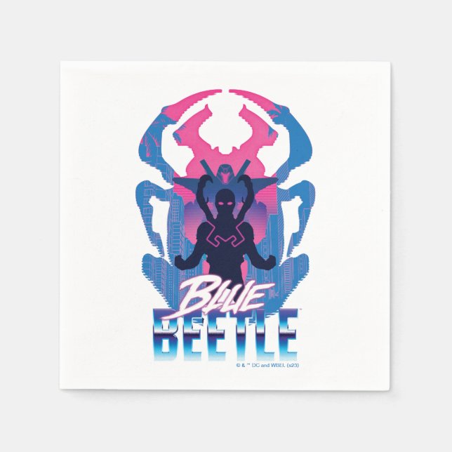 Blauer Käfer Retrowave gegen Grafik Serviette (Vorderseite)