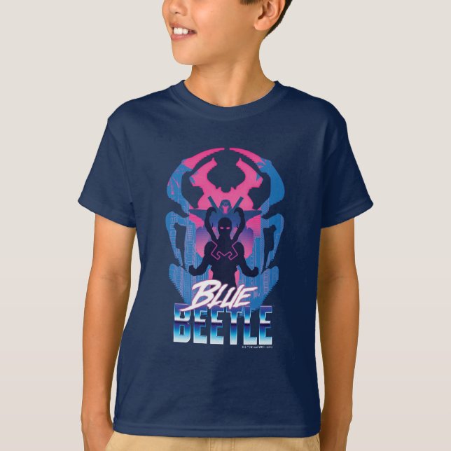 Blauer Käfer Retrowave gegen Grafik T-Shirt (Vorderseite)