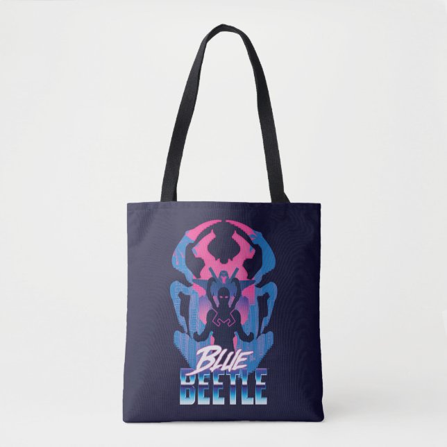 Blauer Käfer Retrowave gegen Grafik Tasche (Vorderseite)