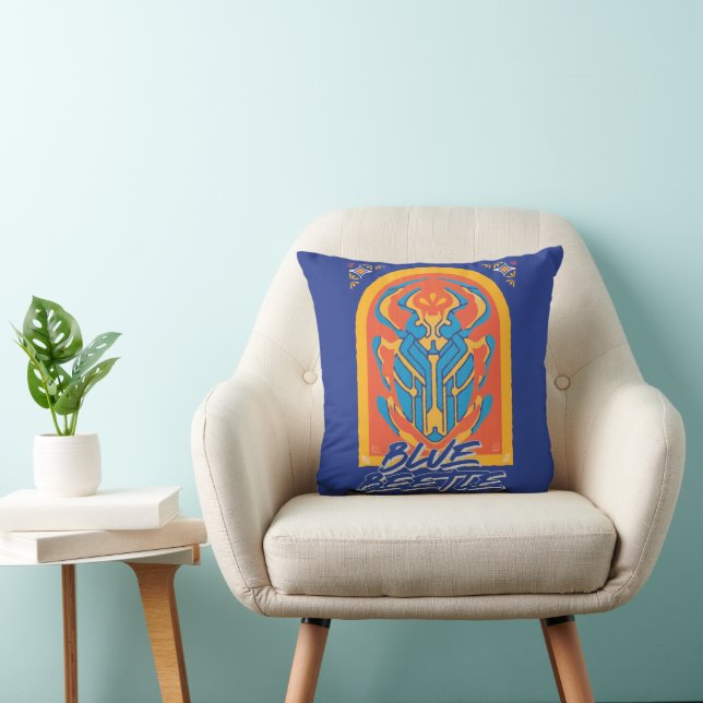 Blauer Käfer Scarab Talavera Graphic Kissen (Stuhl )