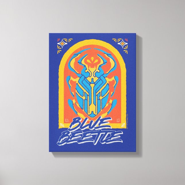 Blauer Käfer Scarab Talavera Graphic Leinwanddruck (Vorderseite)