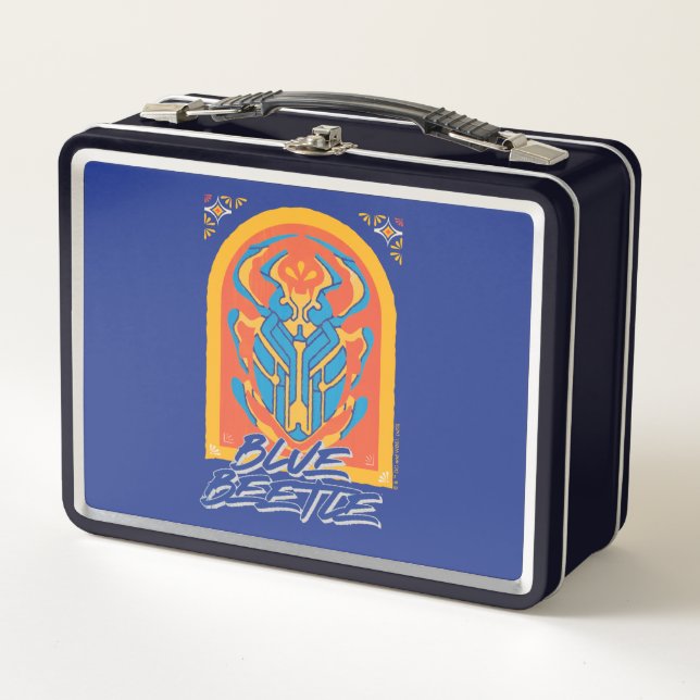 Blauer Käfer Scarab Talavera Graphic Metall Brotdose (Vorderseite)