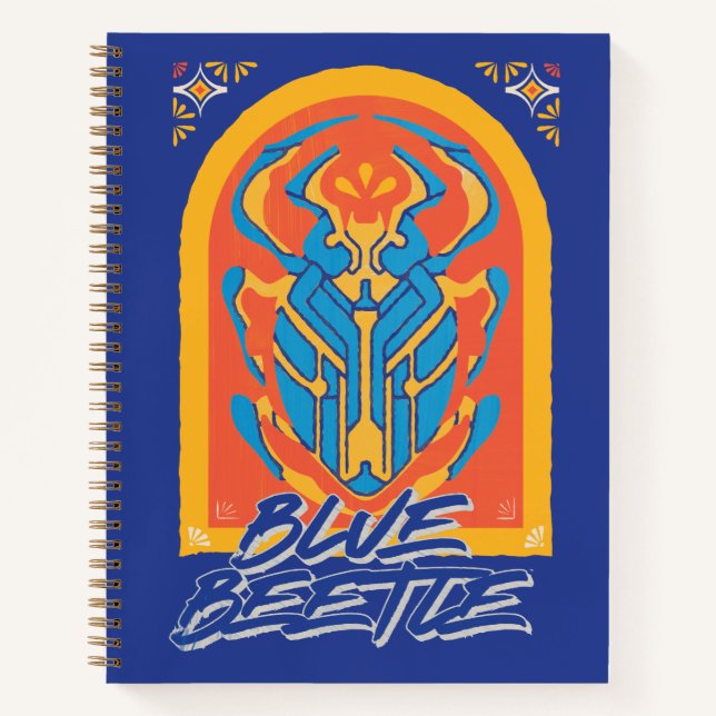 Blauer Käfer Scarab Talavera Graphic Notizbuch (Vorderseite)