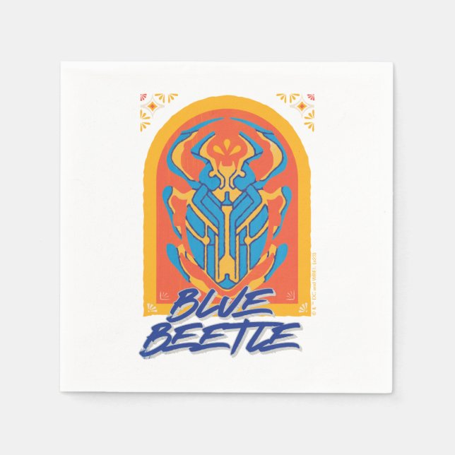 Blauer Käfer Scarab Talavera Graphic Serviette (Vorderseite)