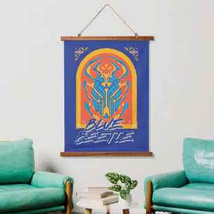 Blauer Käfer Scarab Talavera Graphic Wandteppich Mit Holzrahmen