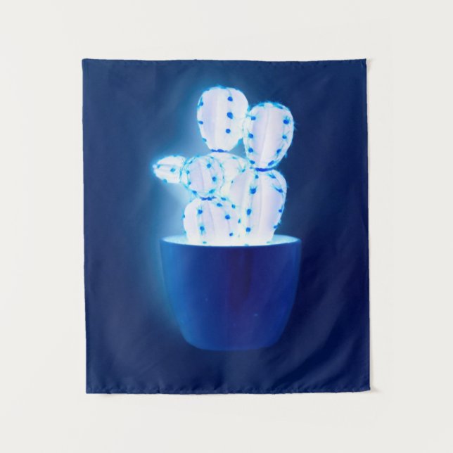 Blauer Kakteen Wandteppich (Vorderseite)