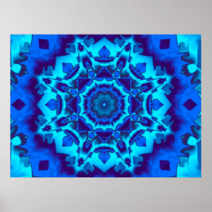 Blauer Kaleidoskop Poster