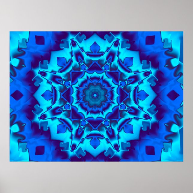 Blauer Kaleidoskop Poster (Vorne)