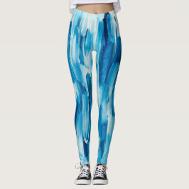 Blauer kalter Pinselstrich. Navy Winter nautical Leggings