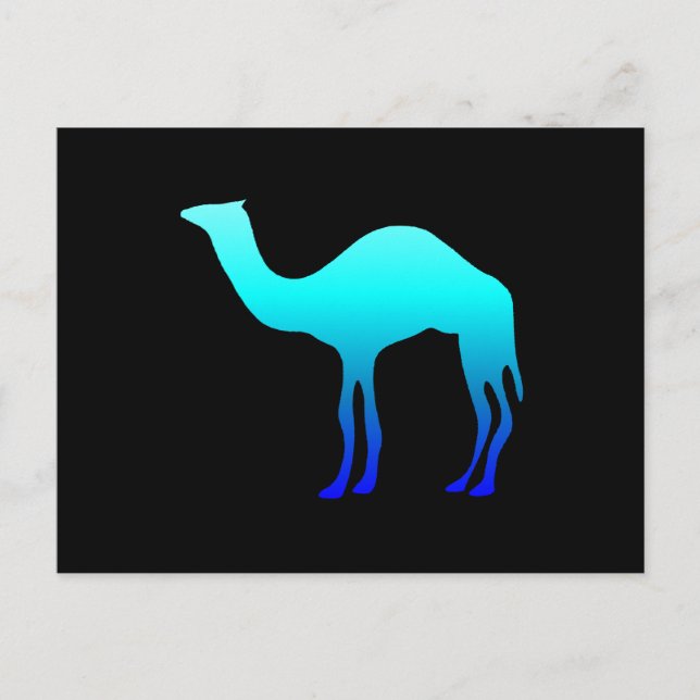 Blauer Kamel Postkarte (Vorderseite)