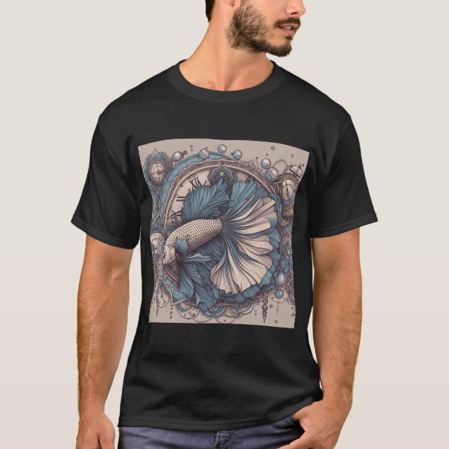 Blauer Kampffisch im Barockstil T-Shirt (Vorderseite)