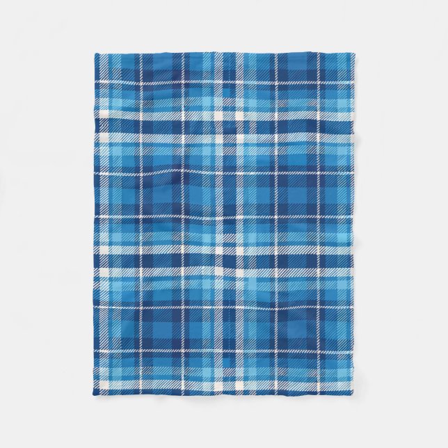 Blauer Karierter Bauernstil Fleecedecke (Vorderseite)