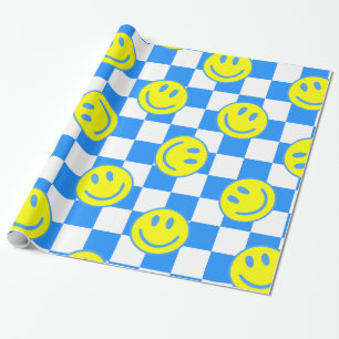 blauer Karo Geschenkpapier